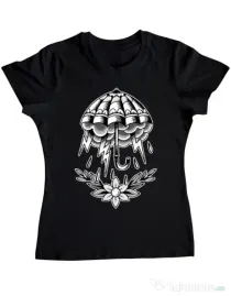 Tricou ADLER dama Umbrella Tattoo Negru