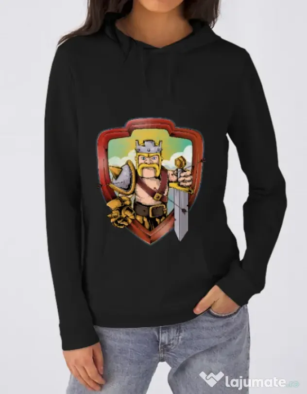 Hoodie dama cu gluga The Barbarian Negru