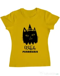 Tricou ADLER dama Witch Purrrlease Galben