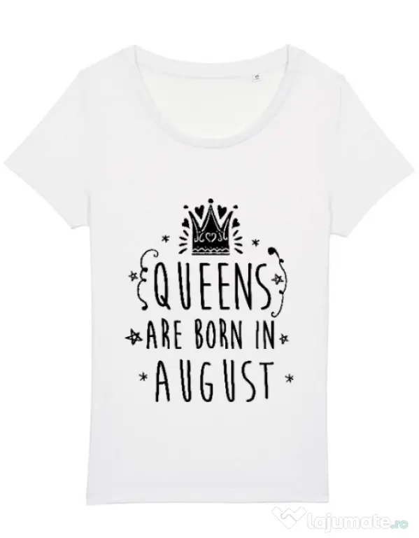 Tricou STANLEY STELLA dama Queens are born in August Alb