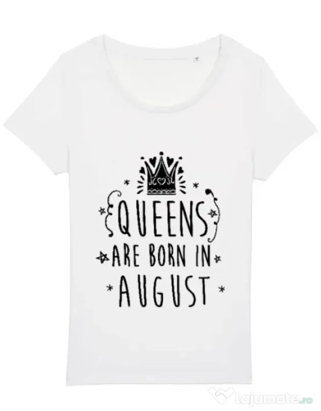 Tricou STANLEY STELLA dama Queens are born in August Alb