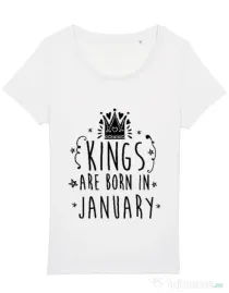 Tricou STANLEY STELLA dama Kings are born in January Alb