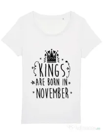 Tricou STANLEY STELLA dama Kings are born in November Alb