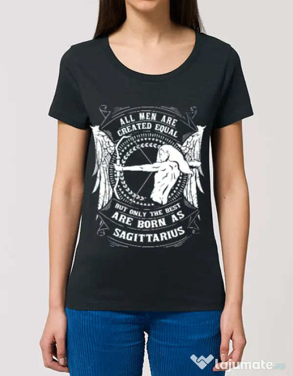 Tricou STANLEY STELLA dama The best men are born as Sagittarius Negru