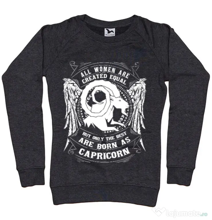 Bluza ADLER dama The best women are born as Capricorn Negru melanj