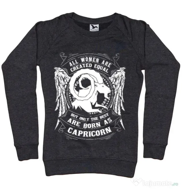 Bluza ADLER dama The best women are born as Capricorn Negru melanj