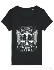 Tricou STANLEY STELLA dama The best women are born as Libra Negru