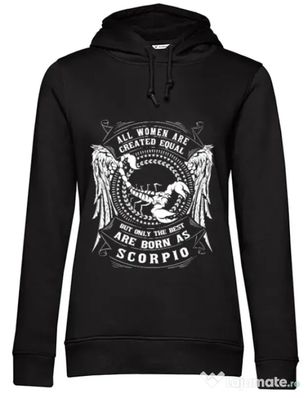 Hoodie dama cu gluga The best women are born as Scorpio Negru