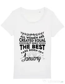 Tricou STANLEY STELLA dama The best women are born in January Alb
