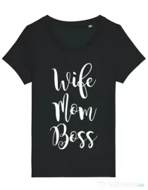 Tricou STANLEY STELLA dama Wife mom boss Negru