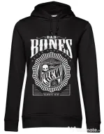Hoodie dama cu gluga Bad bones crew always win Negru