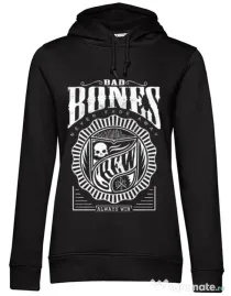 Hoodie dama cu gluga Bad bones crew always win Negru