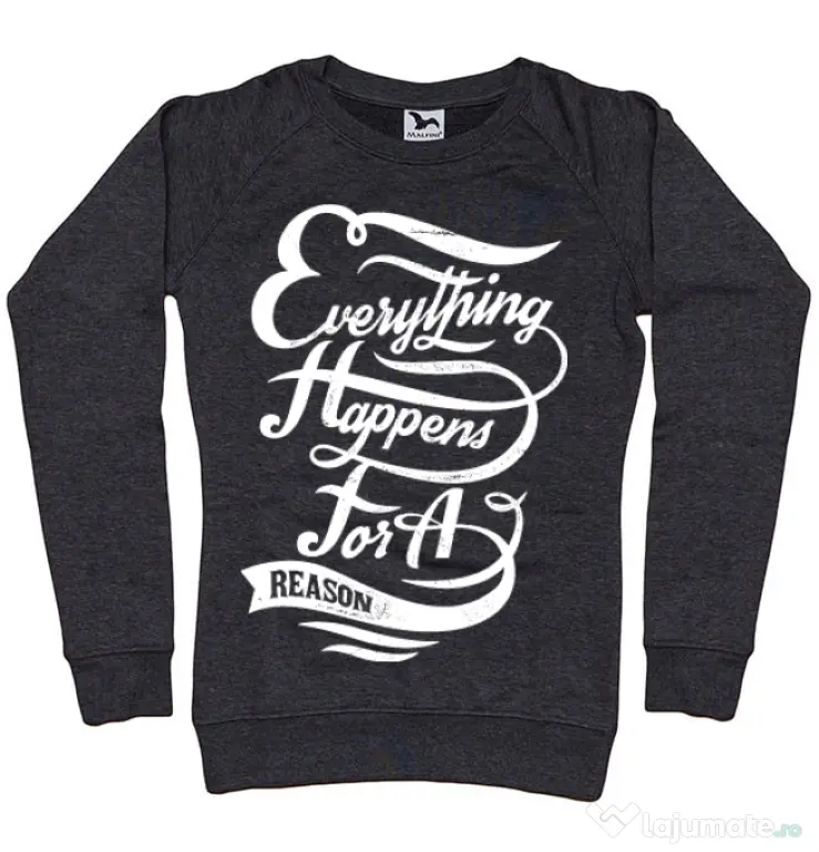 Bluza ADLER dama Everything happens for a reason Negru melanj