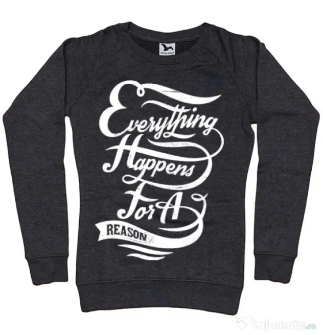 Bluza ADLER dama Everything happens for a reason Negru melanj