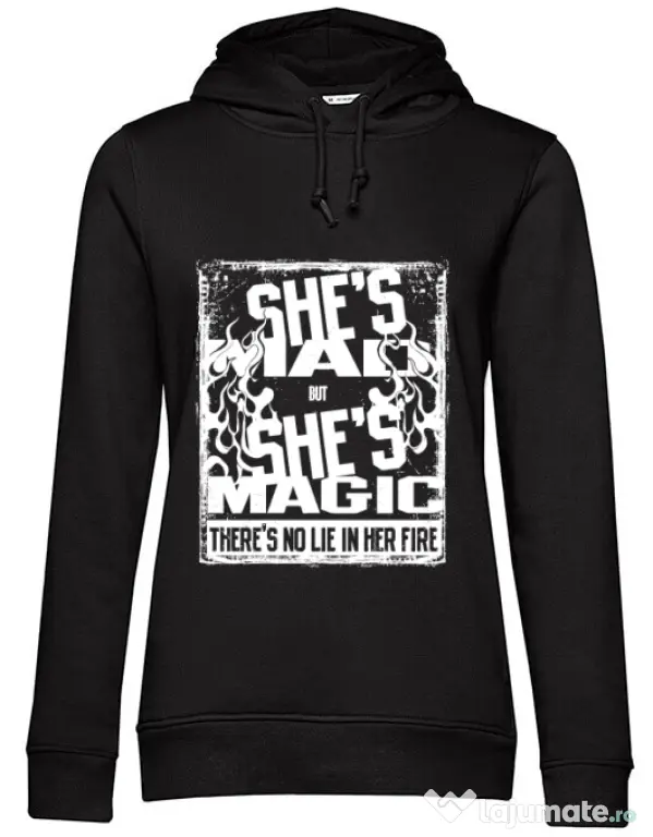 Hoodie dama cu gluga Mad but magic Negru