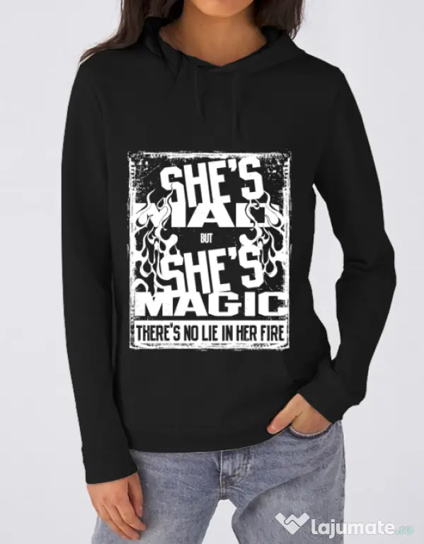 Hoodie dama cu gluga Mad but magic Negru
