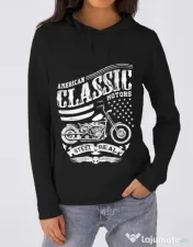 Hoodie dama cu gluga Steel is real Negru