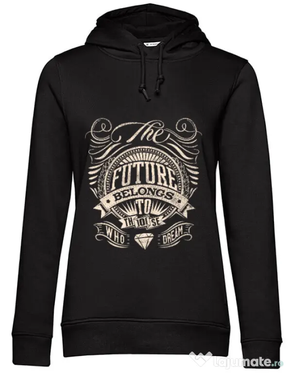 Hoodie dama cu gluga The future Negru
