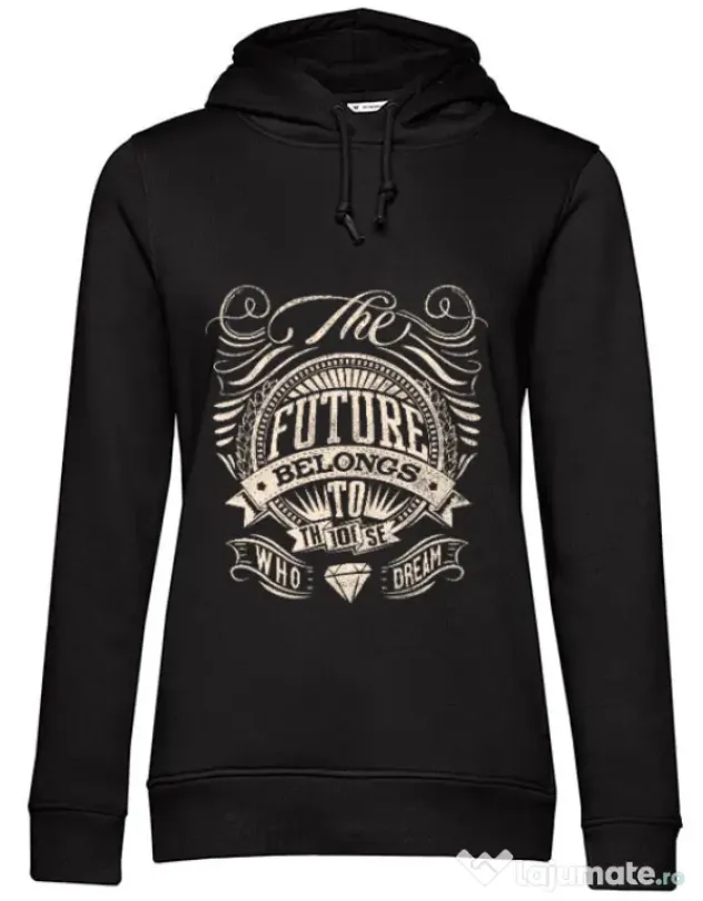 Hoodie dama cu gluga The future Negru