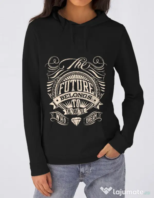 Hoodie dama cu gluga The future Negru