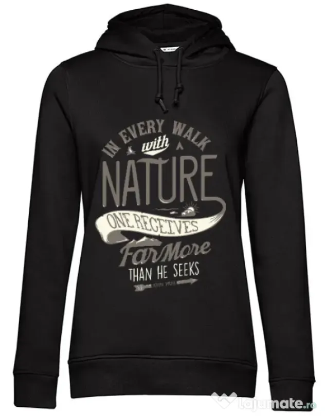 Hoodie dama cu gluga Walk of nature Negru