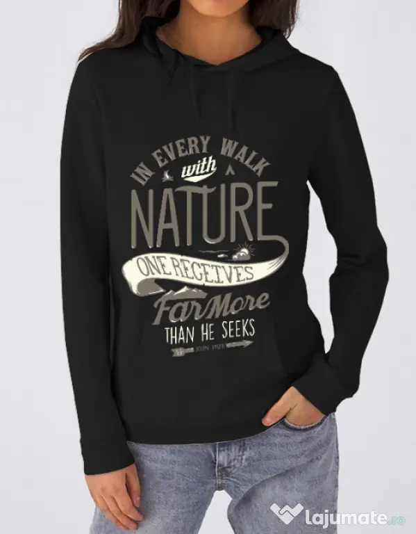 Hoodie dama cu gluga Walk of nature Negru