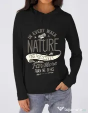 Hoodie dama cu gluga Walk of nature Negru