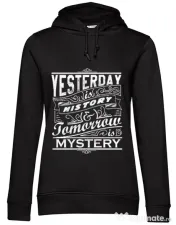 Hoodie dama cu gluga Yesterday is history Negru