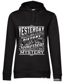 Hoodie dama cu gluga Yesterday is history Negru