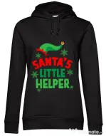 Hoodie dama cu gluga Santas little helper Negru