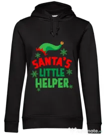 Hoodie dama cu gluga Santas little helper Negru
