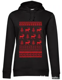 Hoodie dama cu gluga Reindeers Negru