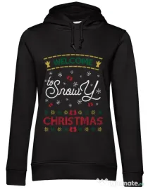Hoodie dama cu gluga Snowy Christmas Negru