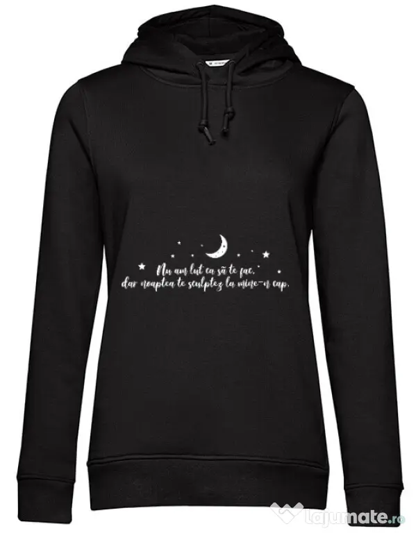 Hoodie dama cu gluga Nu am lut Negru