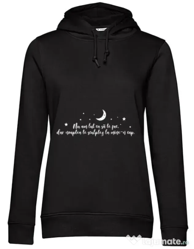 Hoodie dama cu gluga Nu am lut Negru
