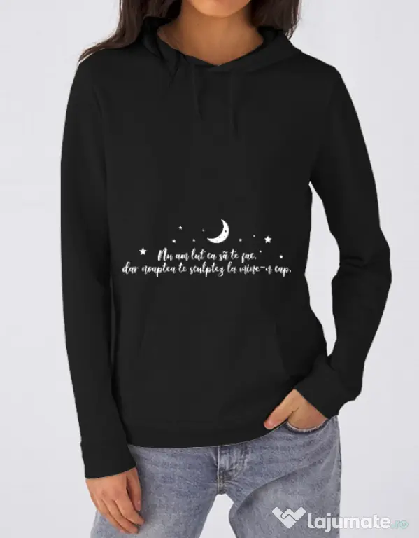 Hoodie dama cu gluga Nu am lut Negru