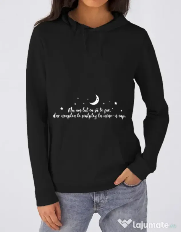 Hoodie dama cu gluga Nu am lut Negru