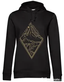 Hoodie dama cu gluga Mountain waterfall Negru