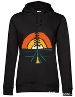 Hoodie dama cu gluga Camp and sunset Negru