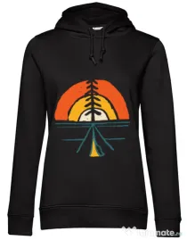 Hoodie dama cu gluga Camp and sunset Negru