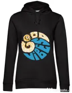 Hoodie dama cu gluga Good vibes and wave Negru