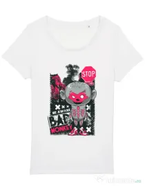 Tricou STANLEY STELLA dama Bad monkey Alb