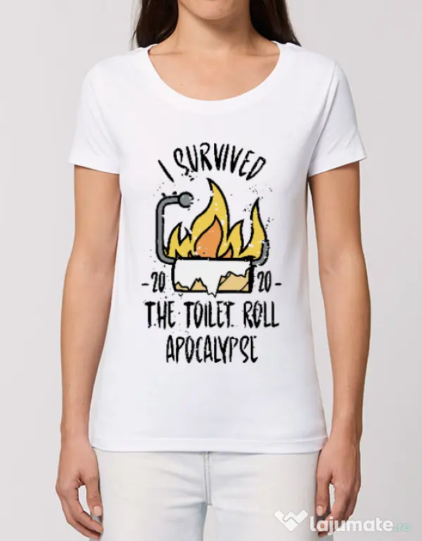 Tricou STANLEY STELLA dama Toilet roll apocalypse Alb