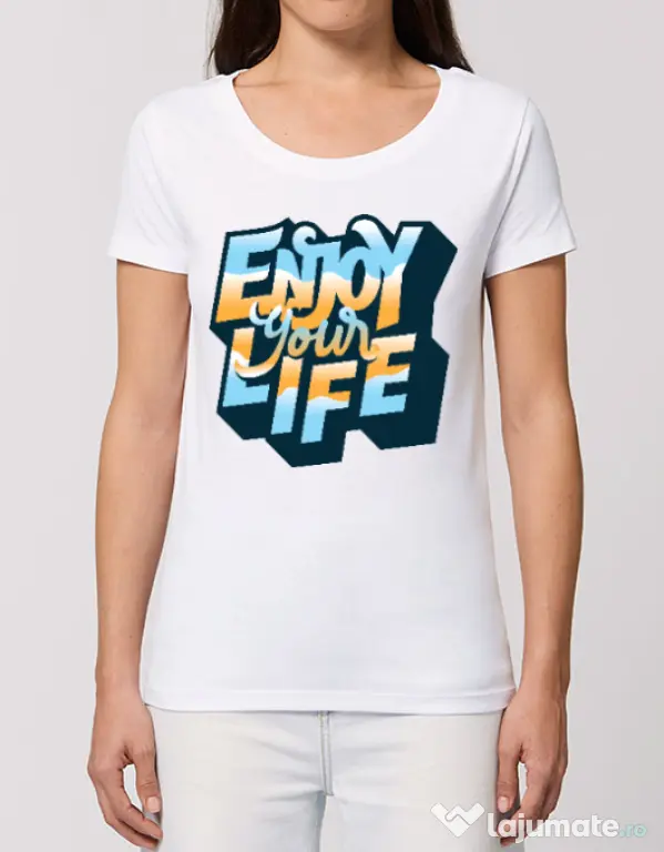 Tricou STANLEY STELLA dama Enjoy your life Alb