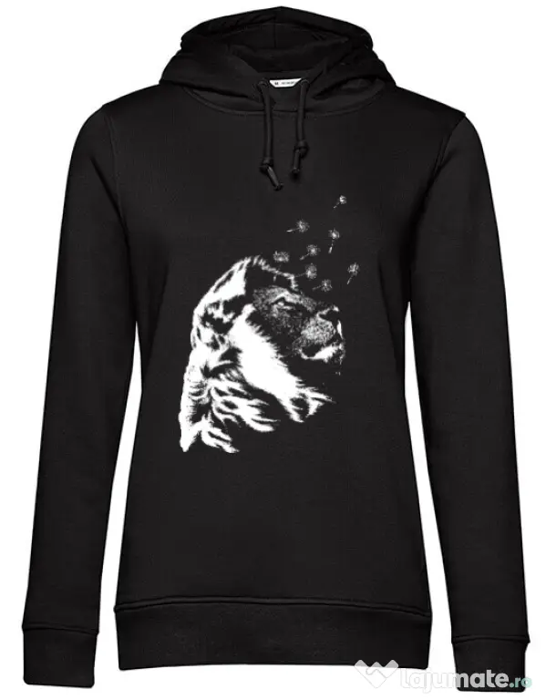Hoodie dama cu gluga Dande lion Negru