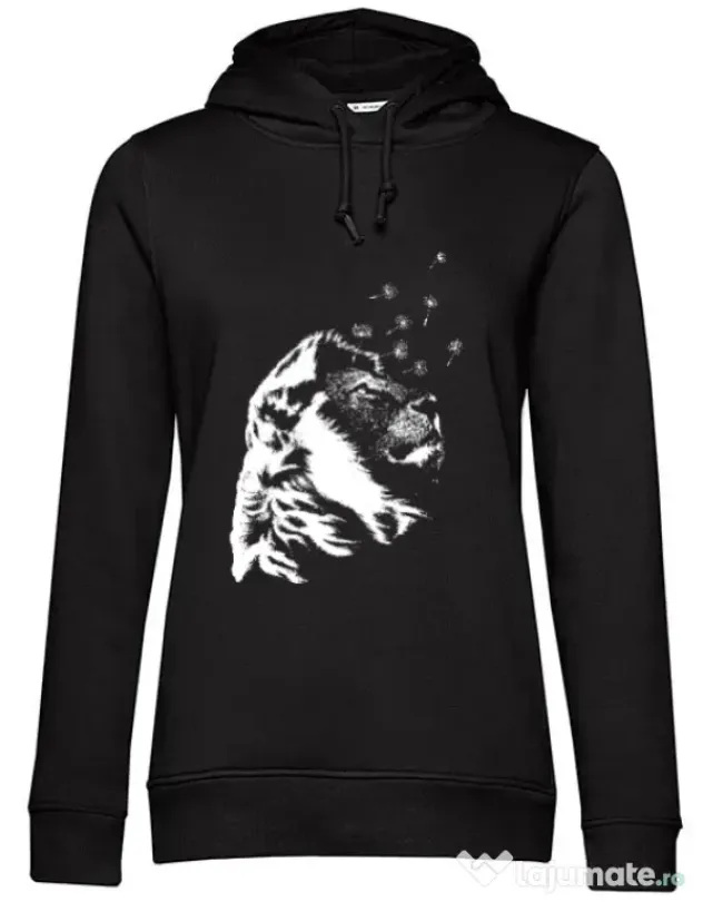 Hoodie dama cu gluga Dande lion Negru