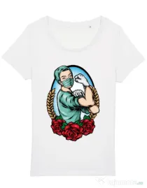 Tricou STANLEY STELLA dama Rockabilly Nurse Alb