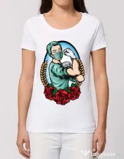 Tricou STANLEY STELLA dama Rockabilly Nurse Alb