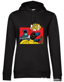 Hoodie dama cu gluga Stay home Robin Negru