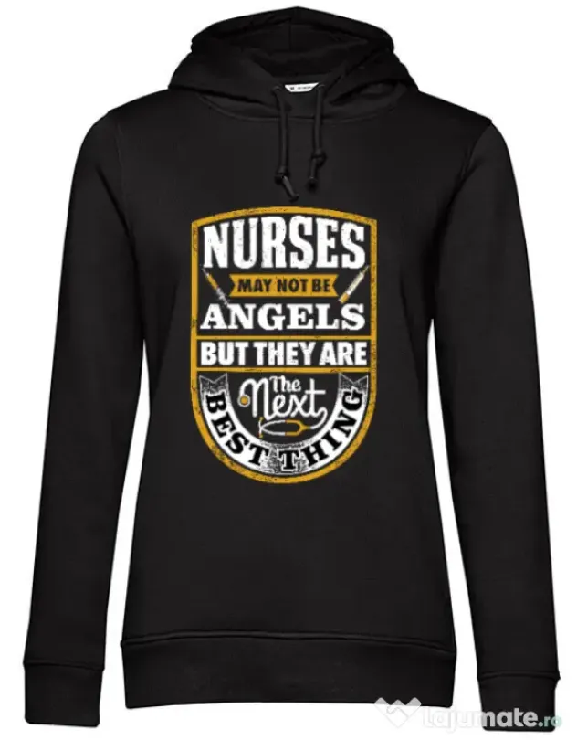 Hoodie dama cu gluga Angel nurses Negru